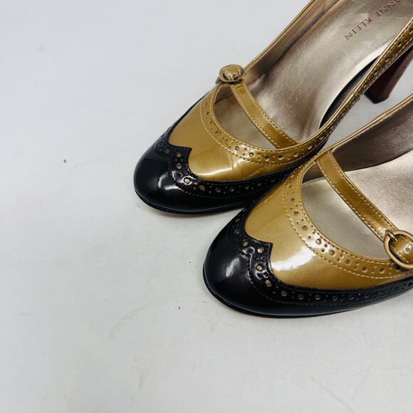 Vintage AK Anne Klein Mary Jane Wingtip Heels Multi-Tone Leather Size 6.5M - Picture 3 of 12